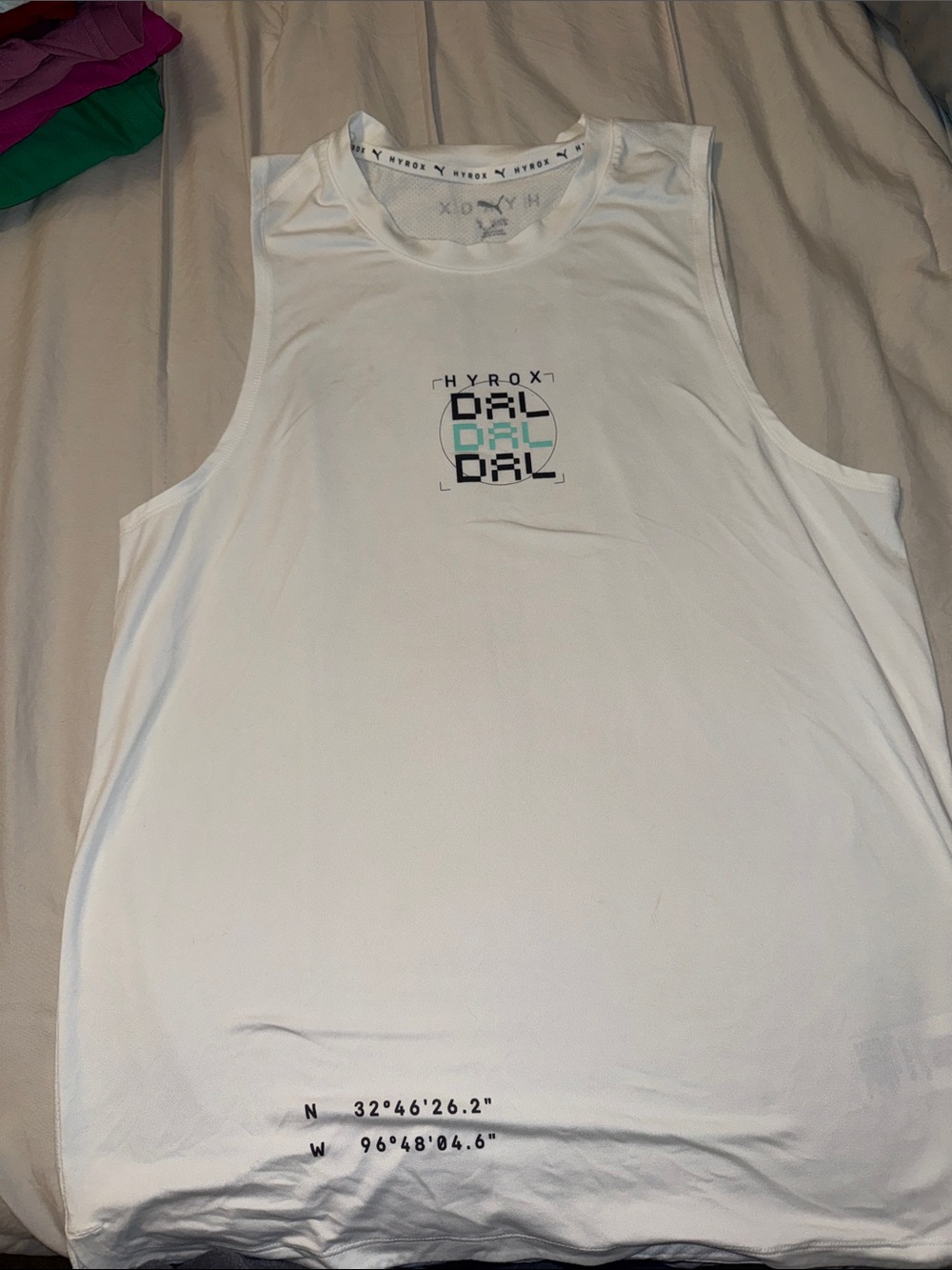 HYROX White Puma Performance Tank with Graphic Logo size Med